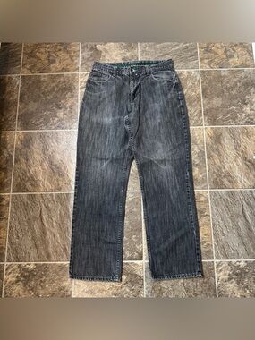 Hurley Men Black Denim Jeans Size 32 Y2K Wide Straight Leg Skateboarder Vintage